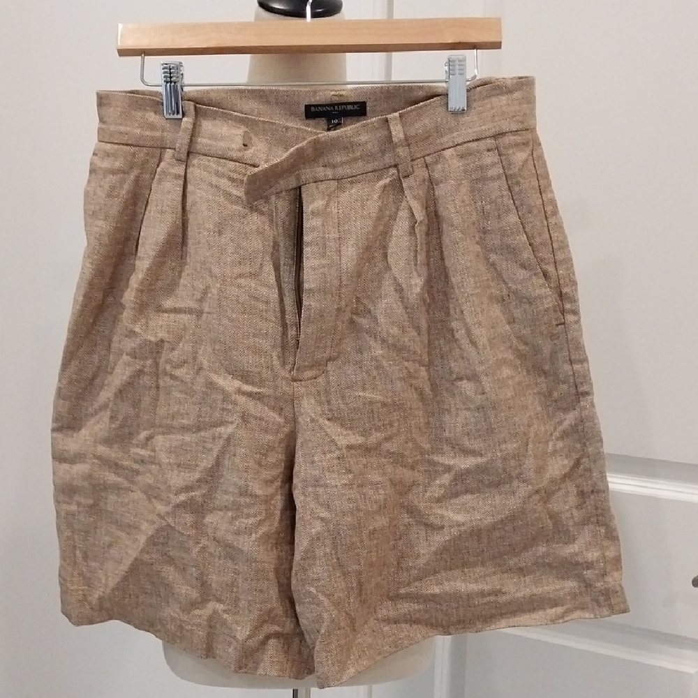 Banana Republic Women's Tan Linen-Blend Bermuda Shorts